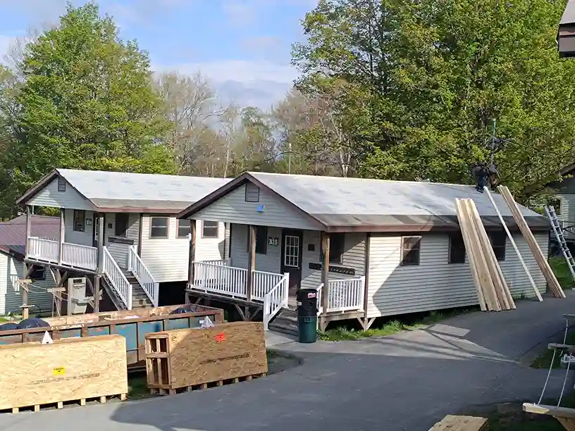 New roof installation work